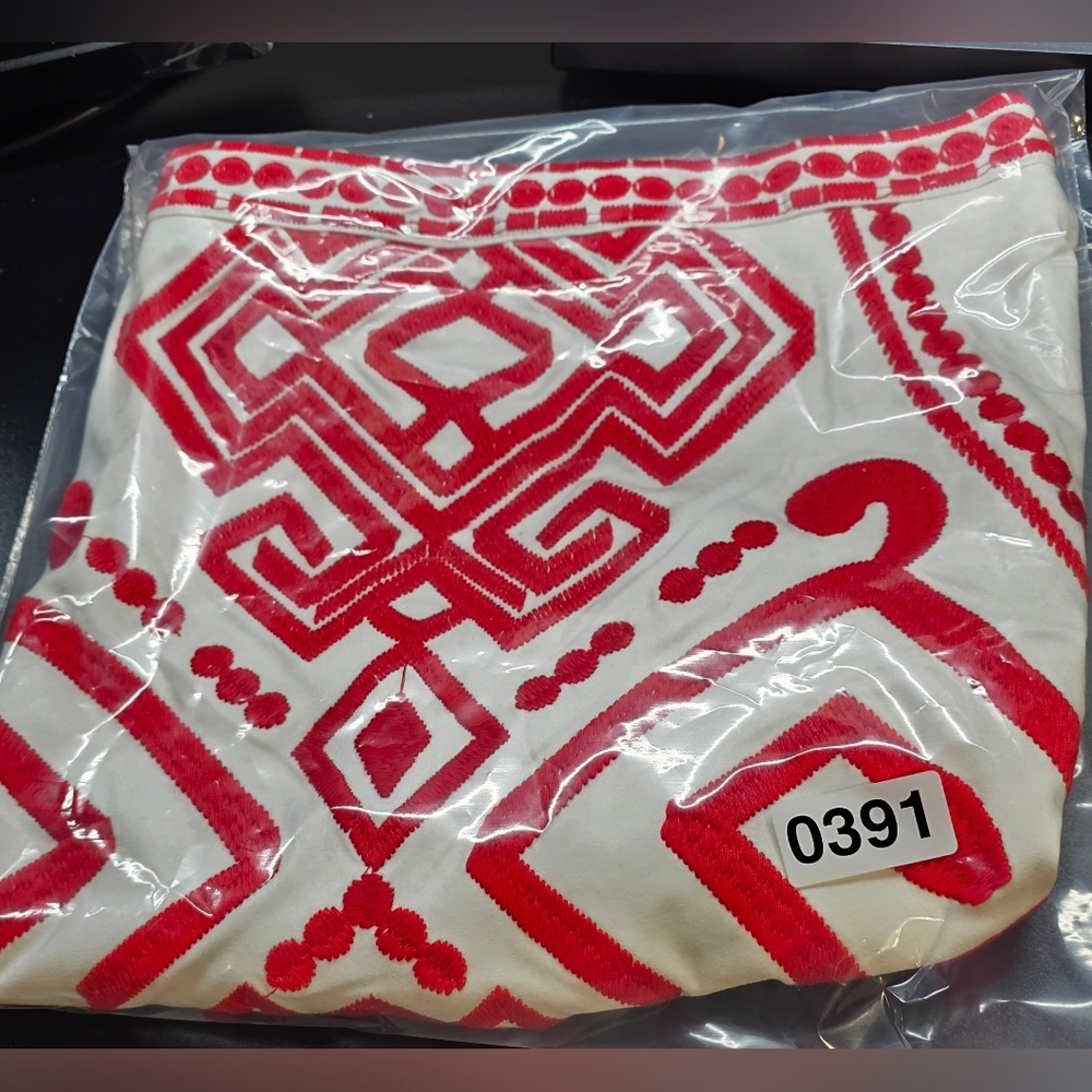 Savanna Jane White Mini Skirt with Red Geometric Embroidery - Picture 6 of 10